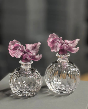 Mauve Bloom Round Crystal Perfume Bottle
