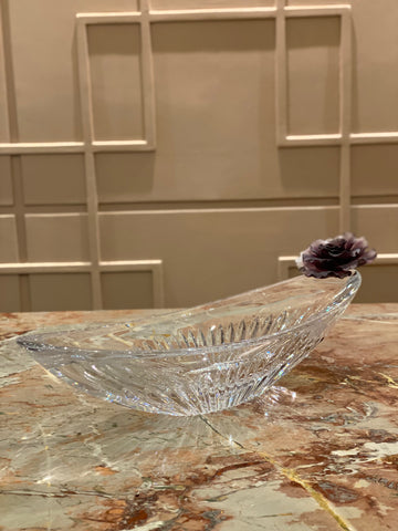 Mauve Fleur Long Crystal Bowl