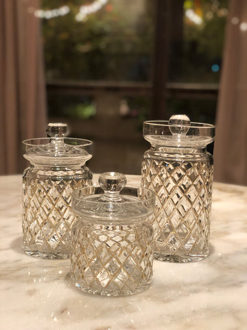 Timeless Crystal Jars with Gold Lines