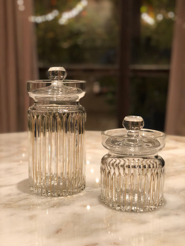 Timeless Crystal Jars with Straight Gold Lines