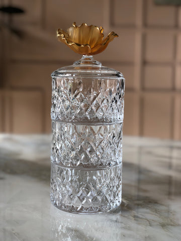Ochre Fleur 3 Layered Crystal Jar