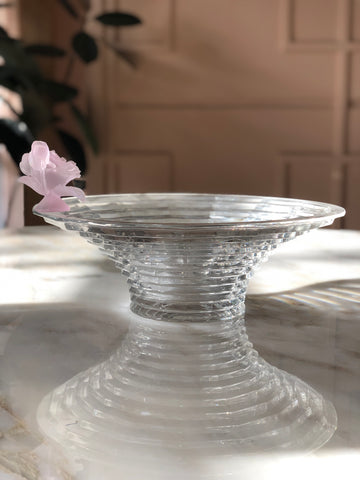 Coral Pink Fluer Round Crystal Bowl
