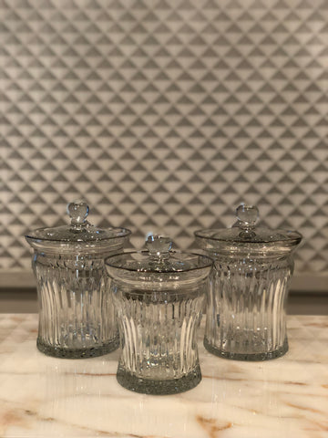 Timeless Crystal Jars with Silver Lines