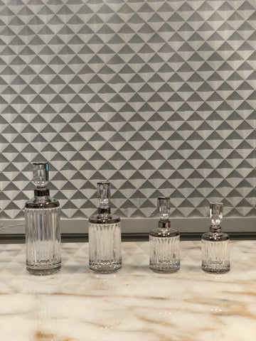 Timeless Crystal Perfume Bottles with Silver Lines