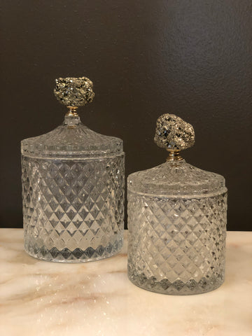 Jar with Gold Geode Crystal Handle