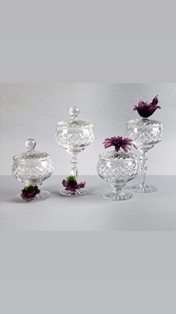 Mauve Blossom Crystal Footed Jars