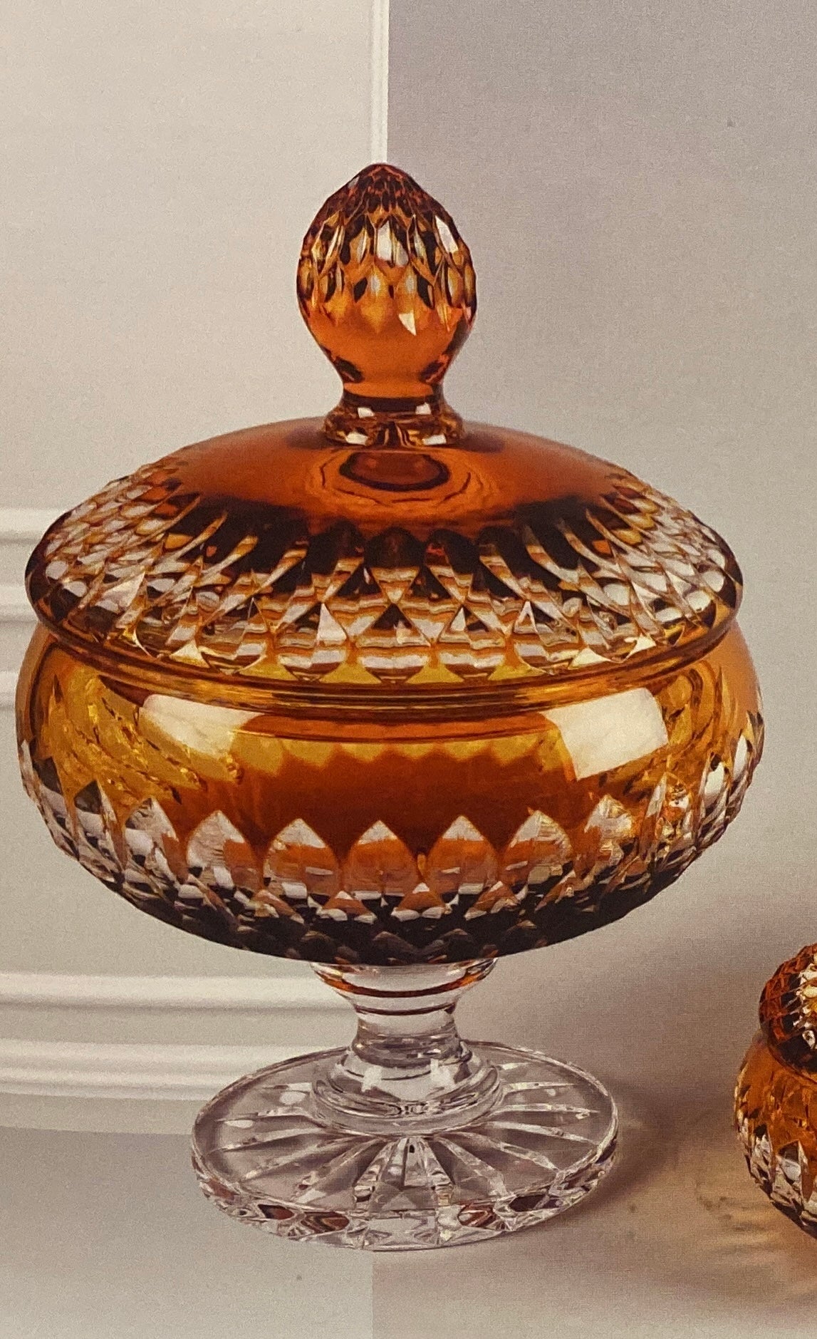 Amber Louvre Crystal Bowl