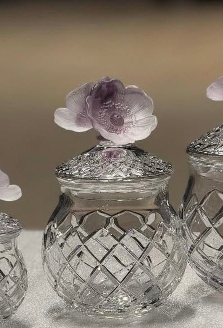Mauve Blooms Crystal Jars