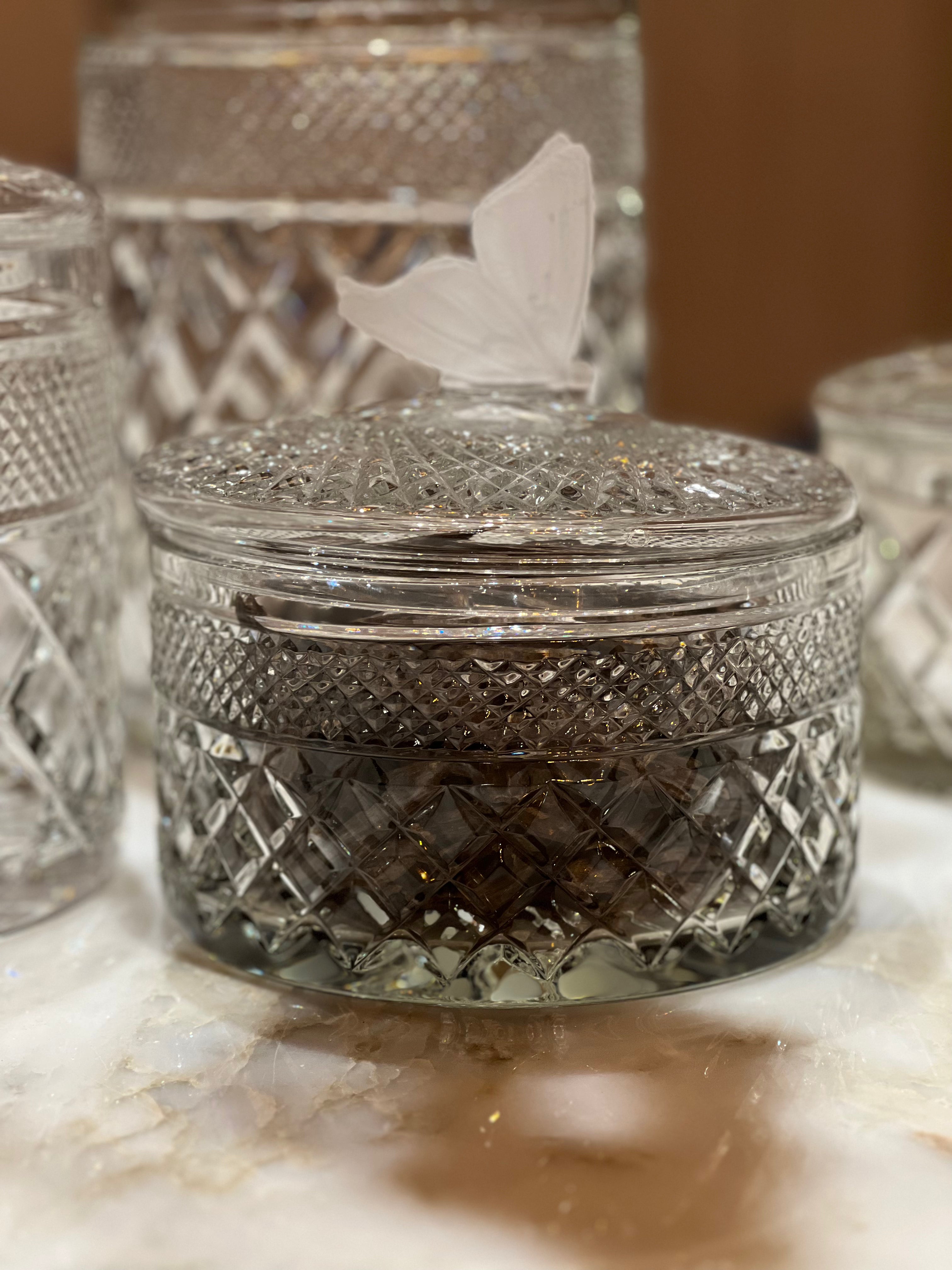 Frosted Butterfly Crystal Jar