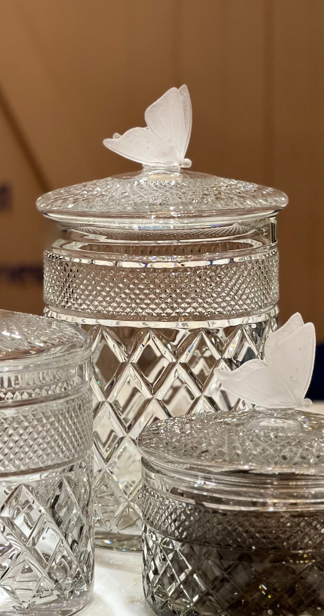 Frosted Butterfly Crystal Jar