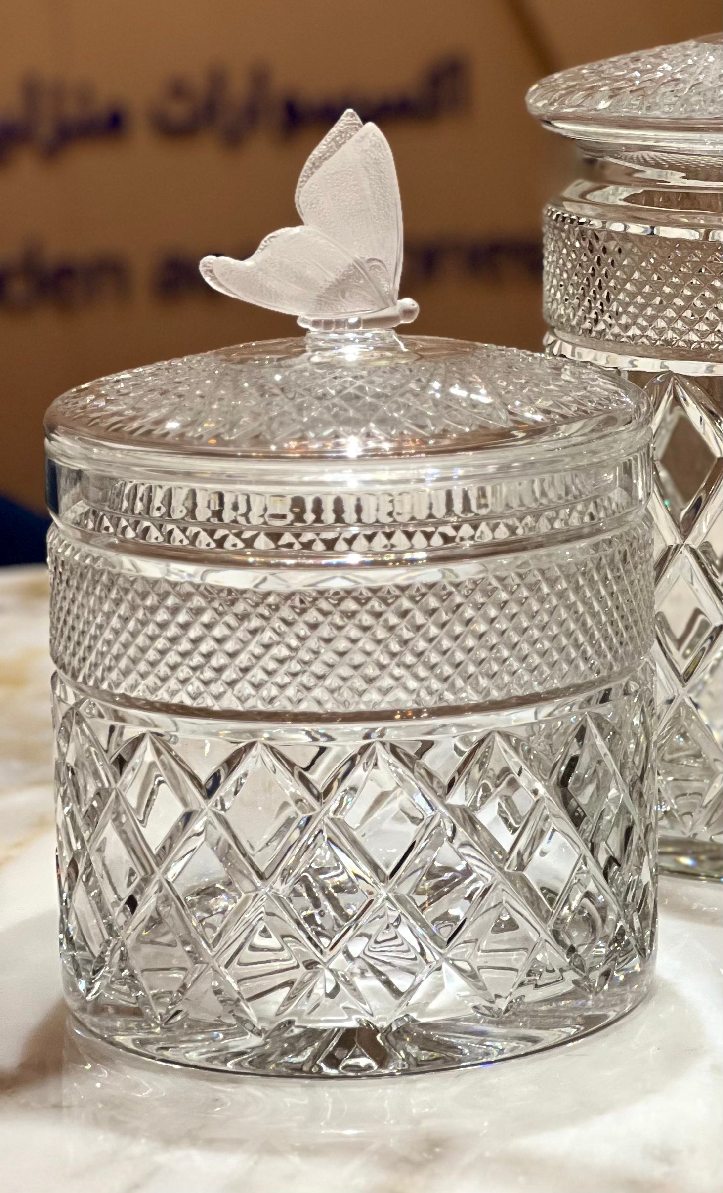 Frosted Butterfly Crystal Jar