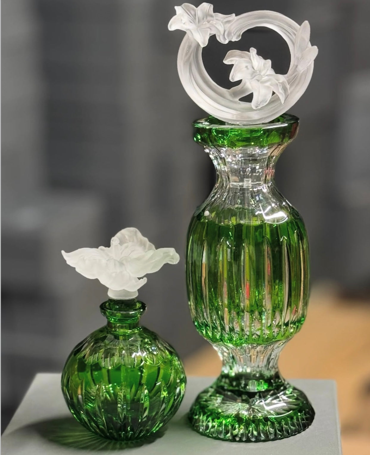 Emerald Crystal Perfume Bottle Set