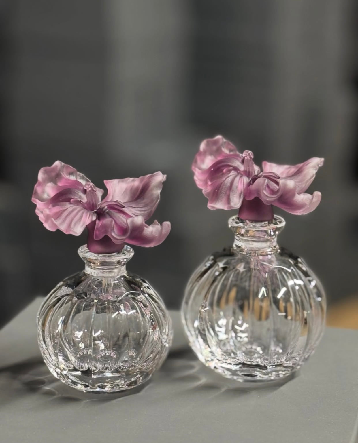 Mauve Bloom Round Crystal Perfume Bottle