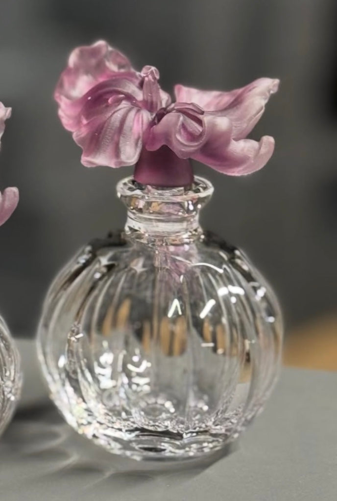 Mauve Bloom Round Crystal Perfume Bottle