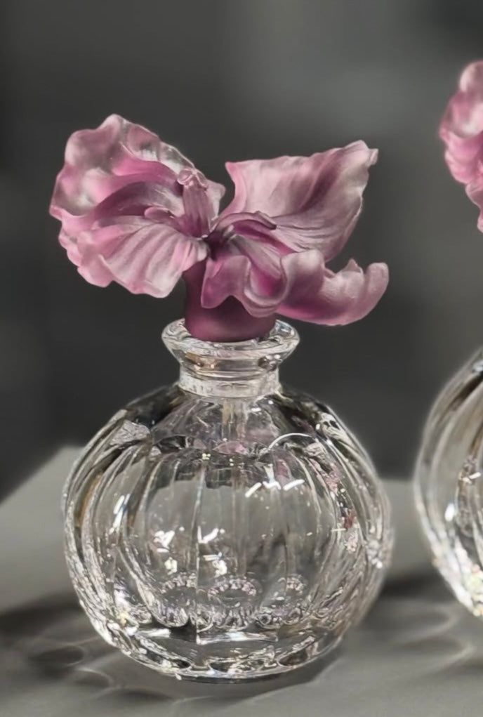Mauve Bloom Round Crystal Perfume Bottle