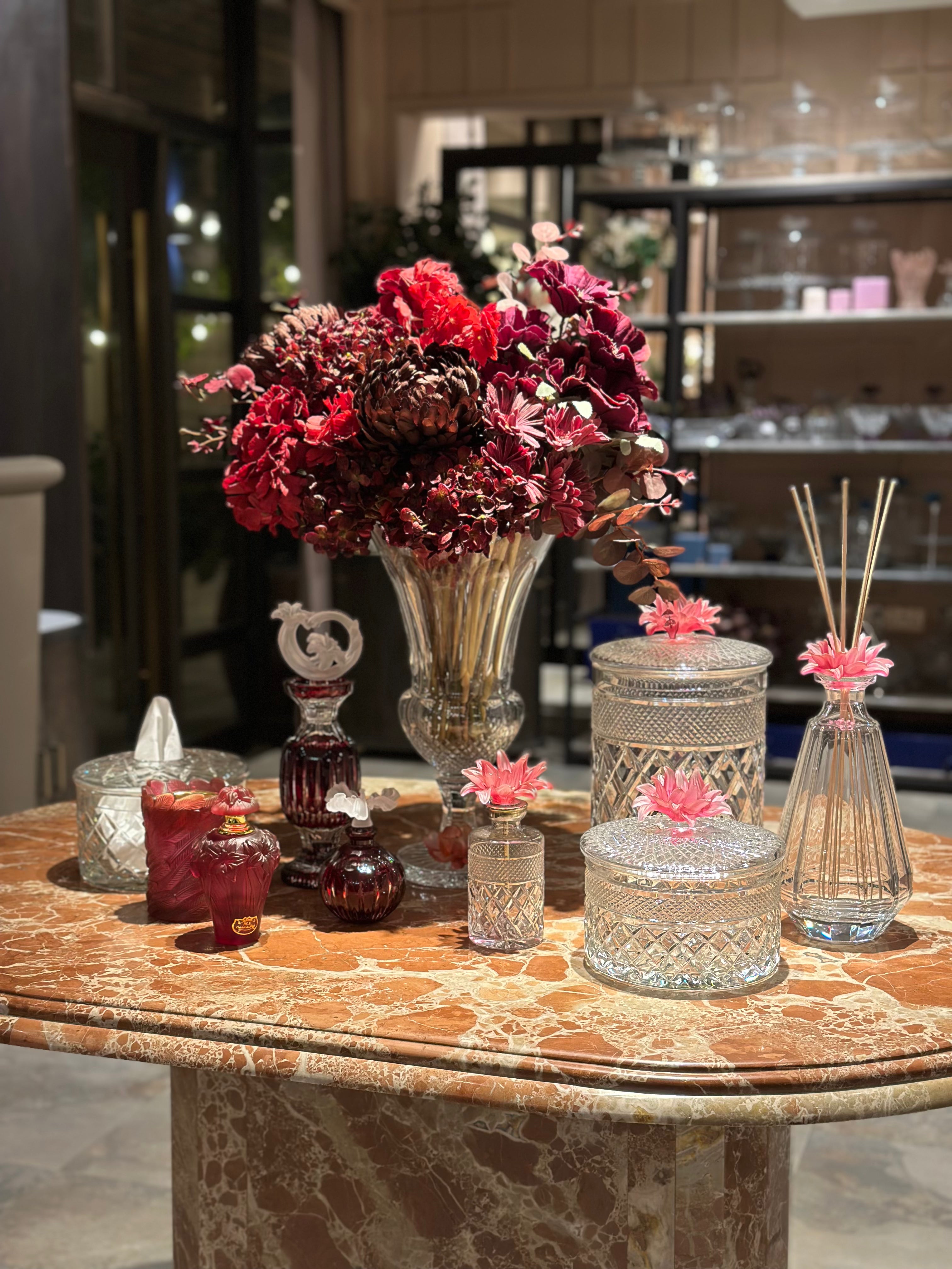 Crimson Bloom Crystal Set