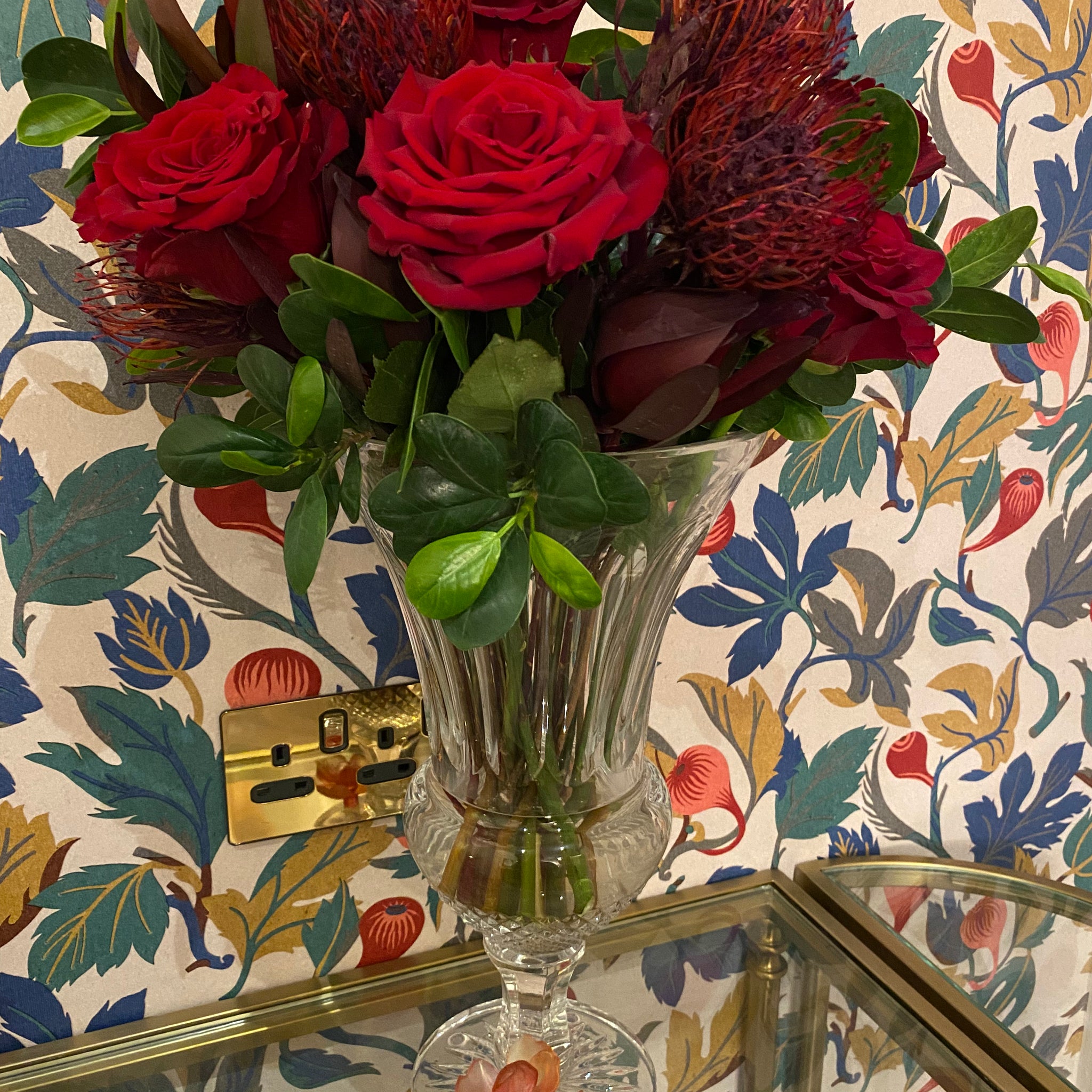 Rouge Fleur Footed Crystal Vase