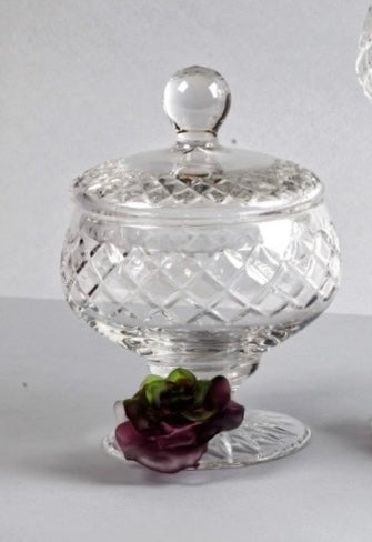 Mauve Blossom Crystal Footed Jars