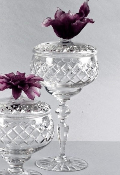 Mauve Blossom Crystal Footed Jars