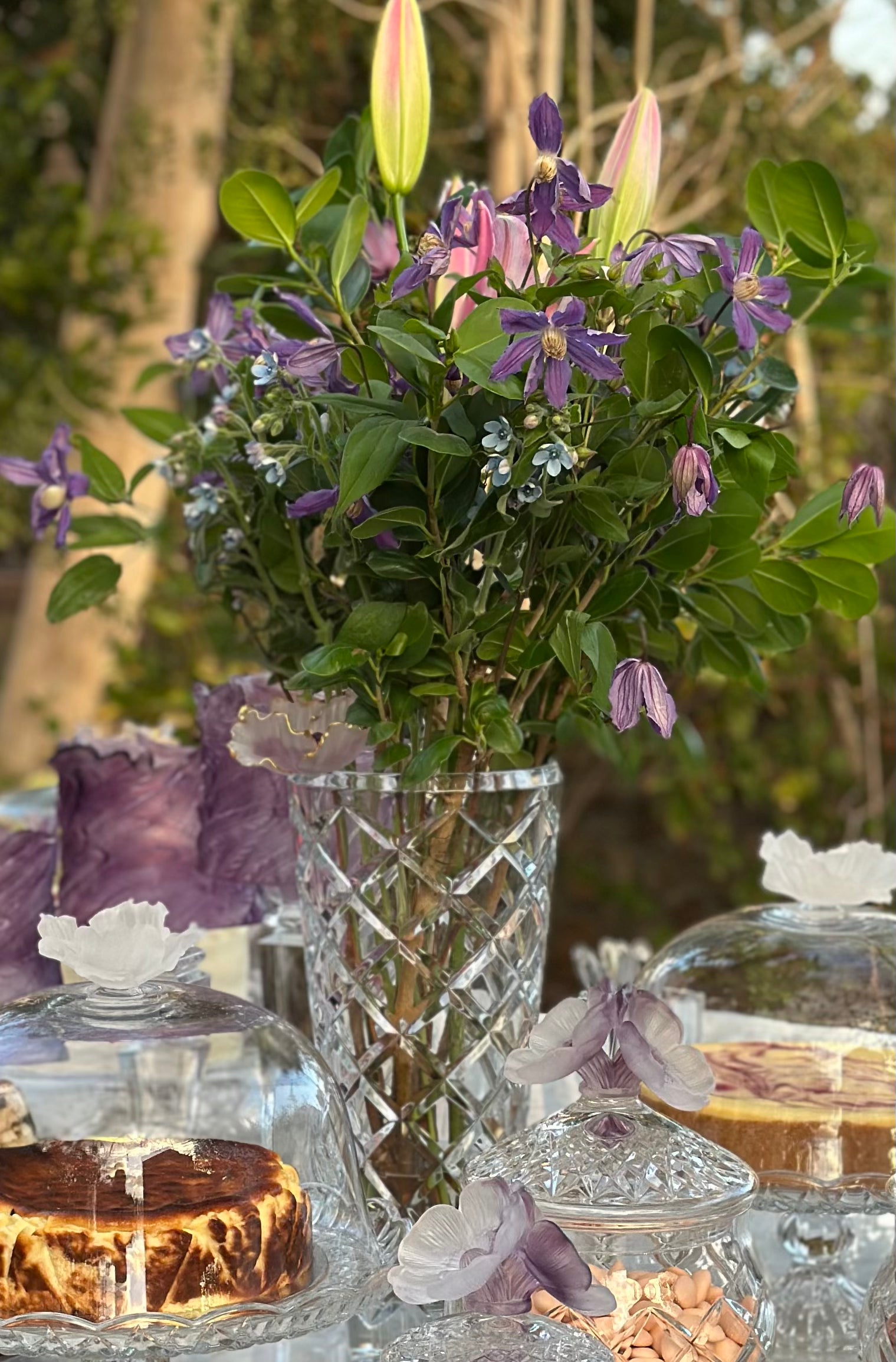 Mauve Blossom Crystal Set