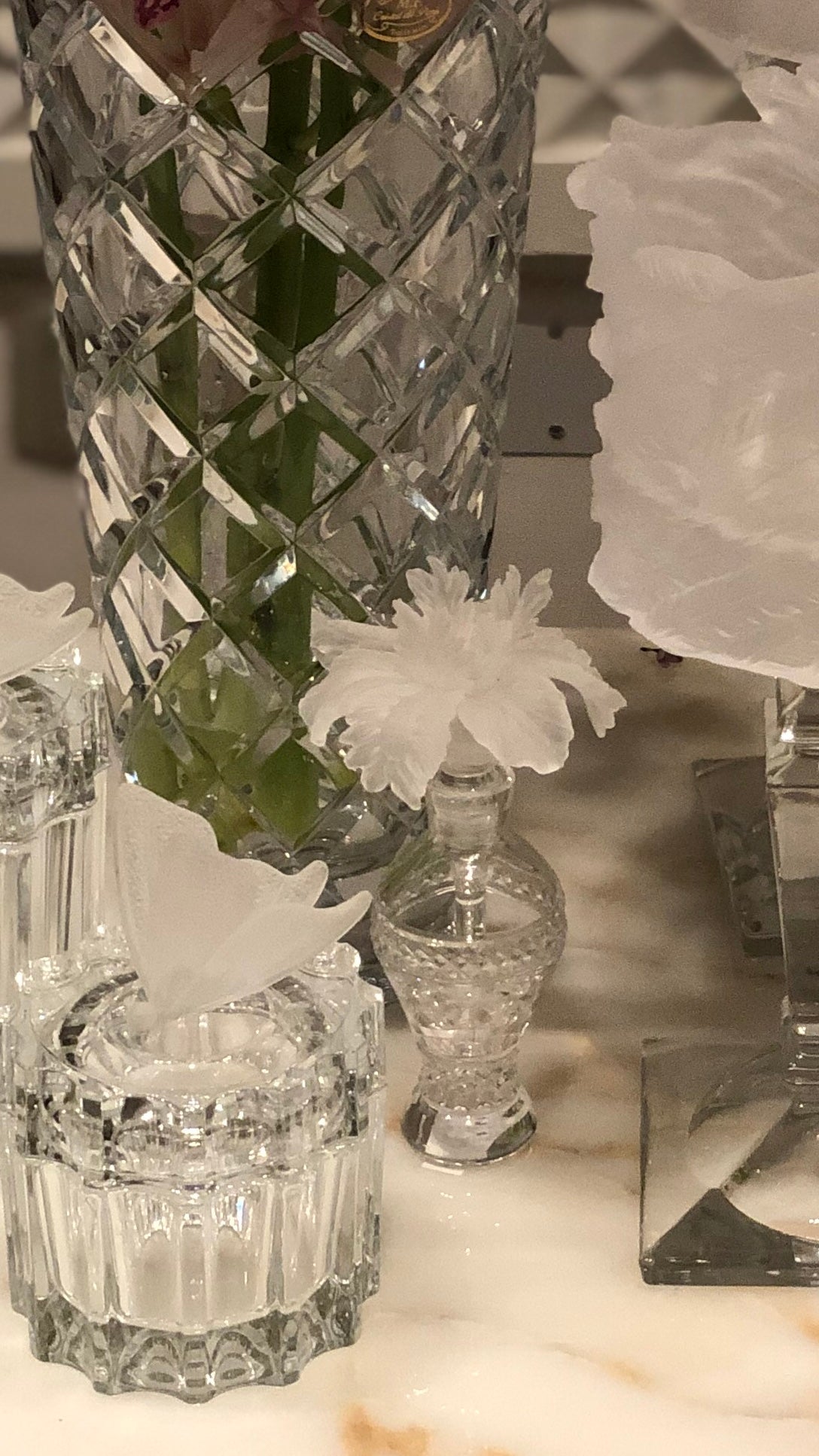 Crystal Set with Fresh Cymbidium Orchids