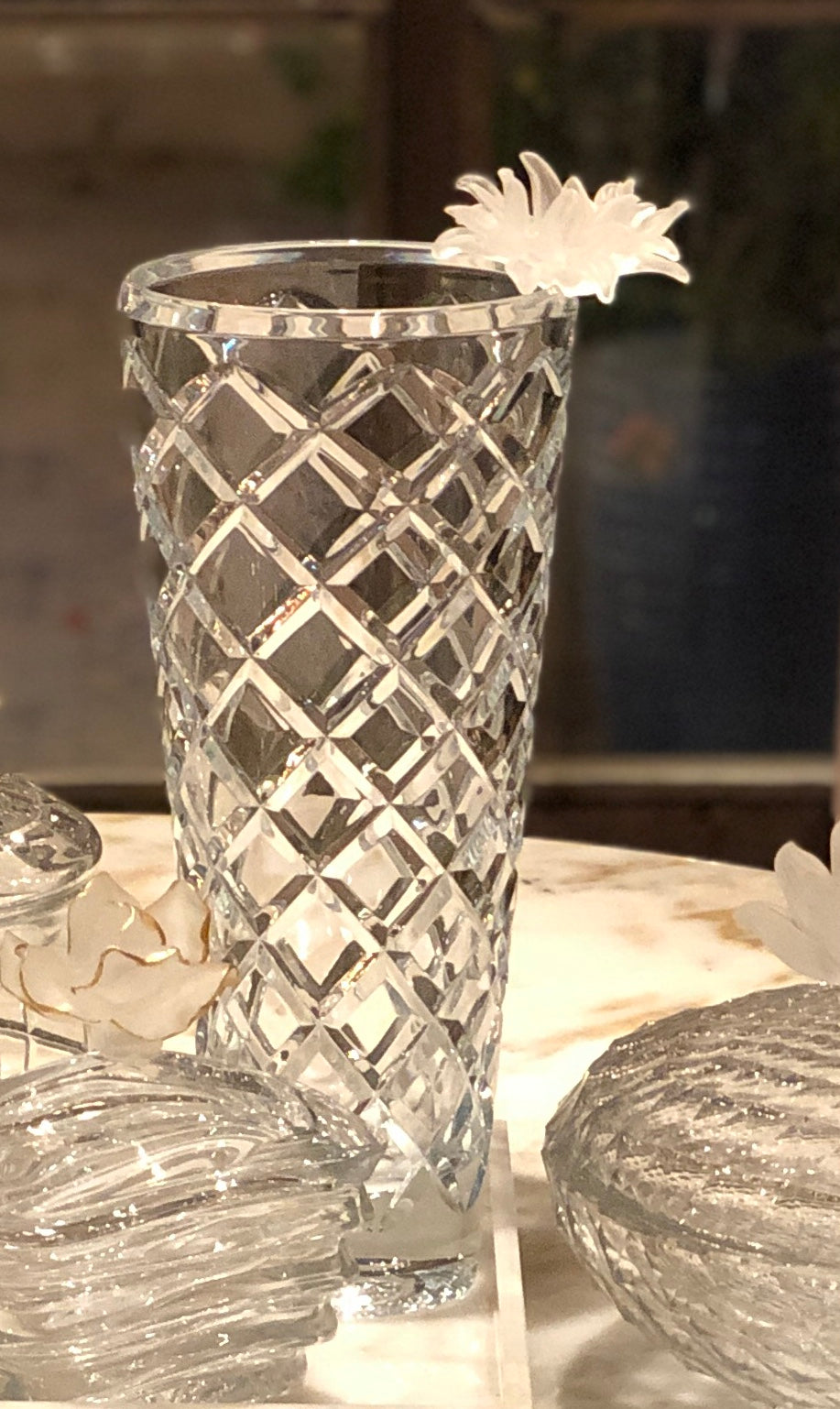 Crystals With Rectangle Italian Marble Tray Gift Set