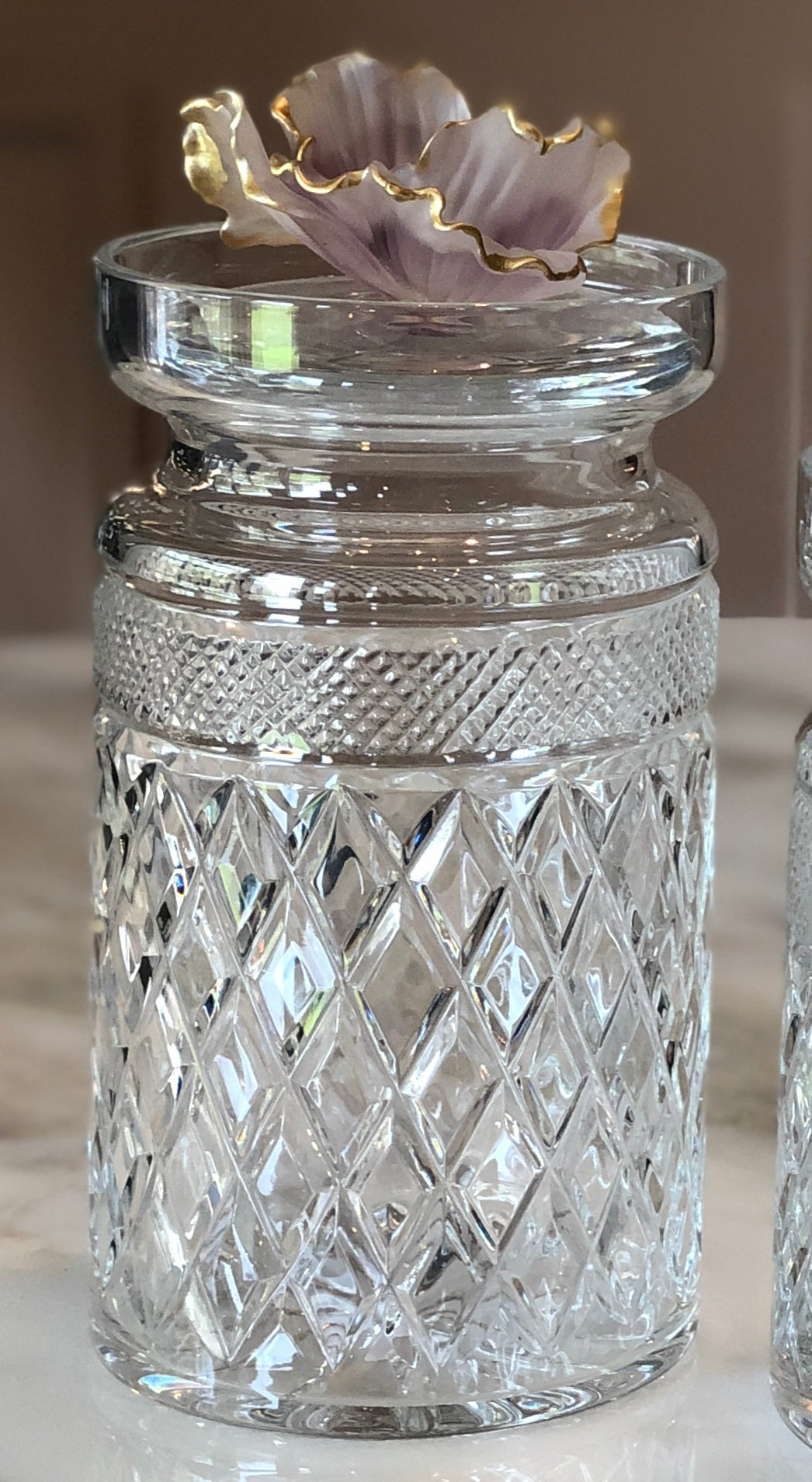 Georges Mauve Fleur Crystal Jars Set