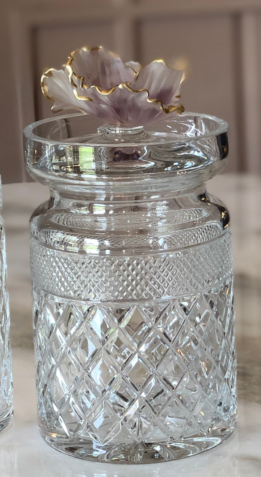Georges Mauve Fleur Crystal Jars Set