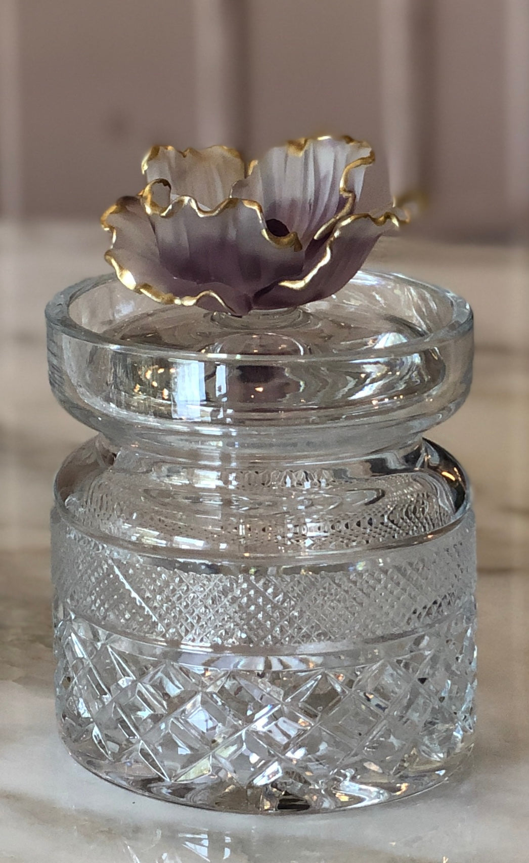 Georges Mauve Fleur Crystal Jars Set