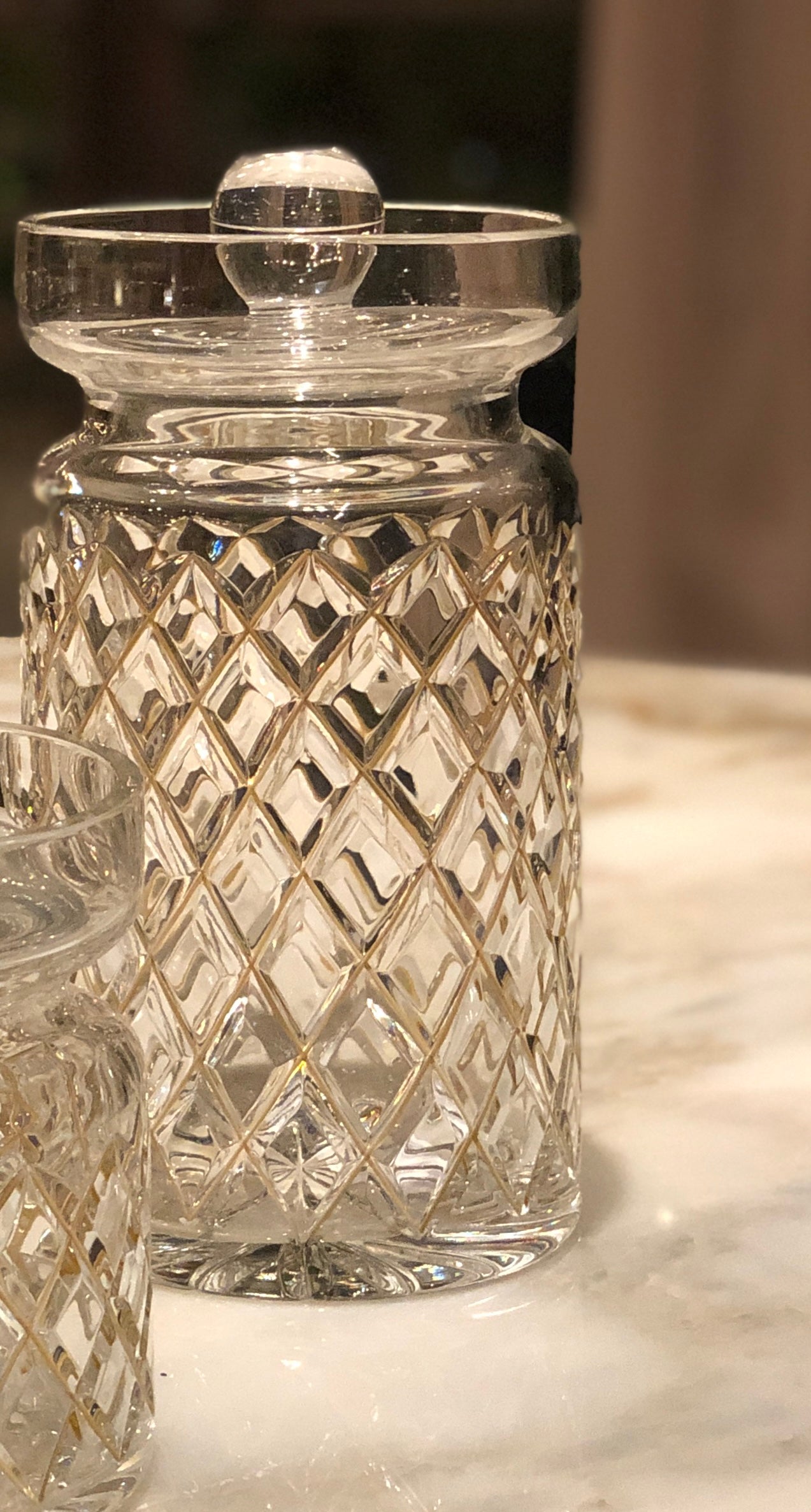Timeless Crystal Jars with Gold Lines