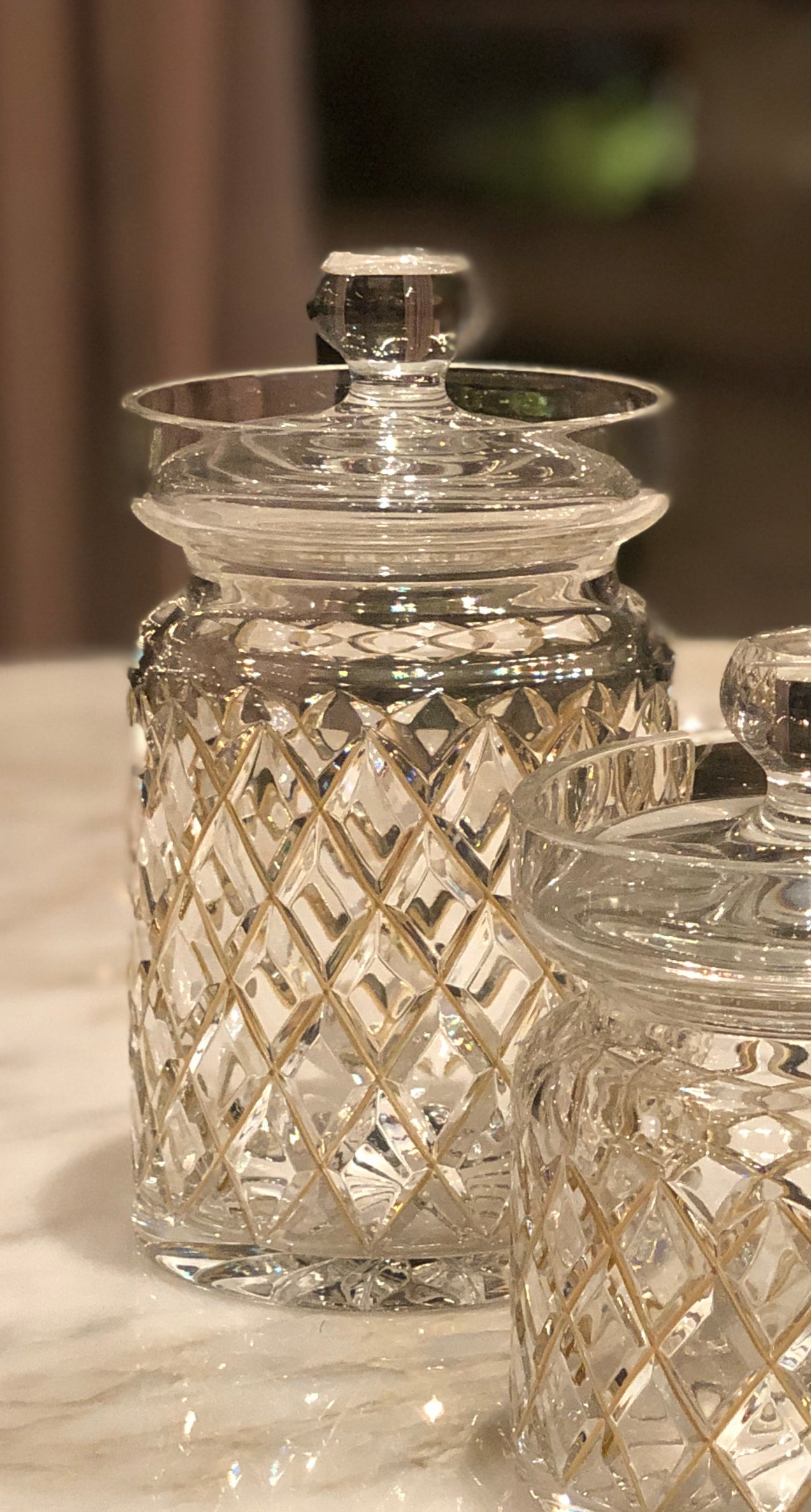 Timeless Crystal Jars with Gold Lines