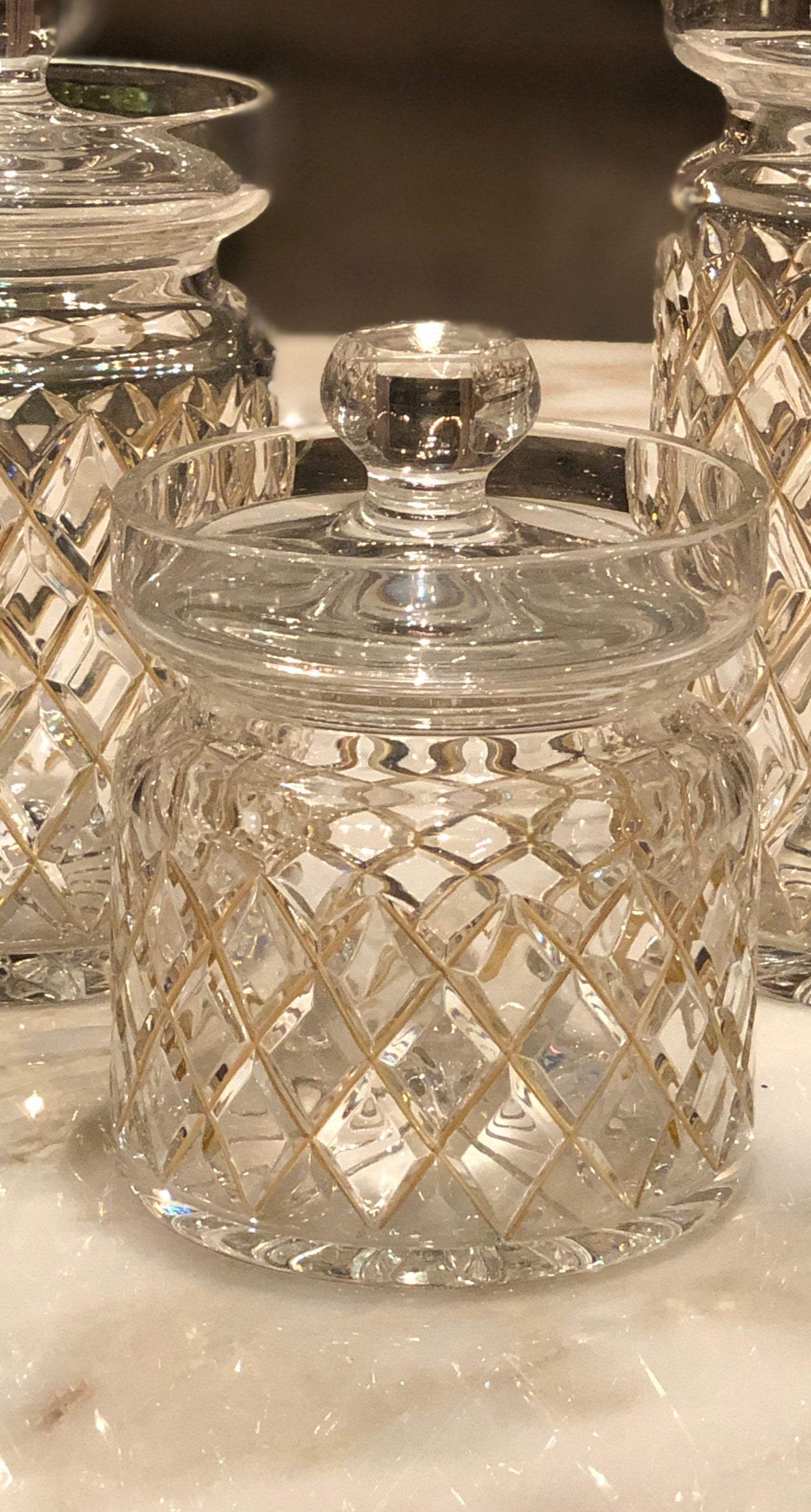 Timeless Crystal Jars with Gold Lines