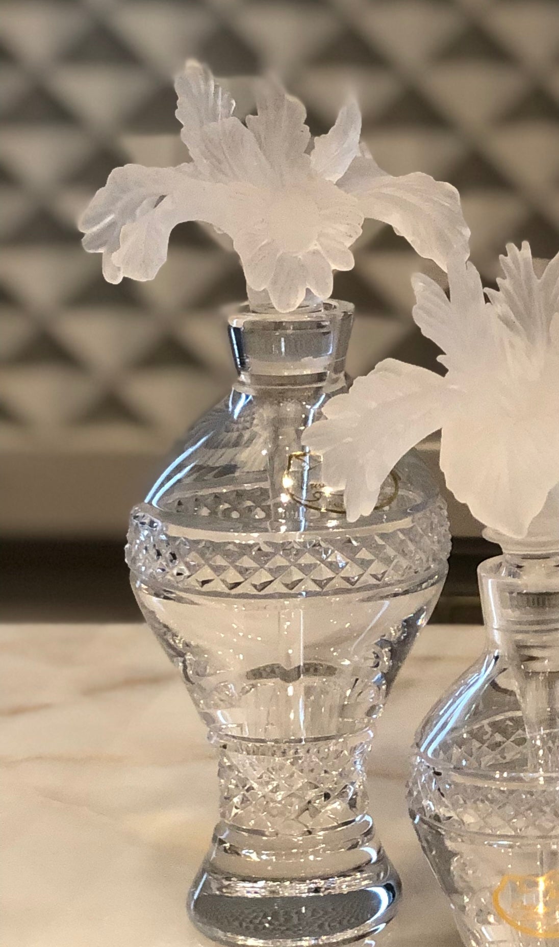 Candy Jar & Perfume Bottles With Frosted Flower