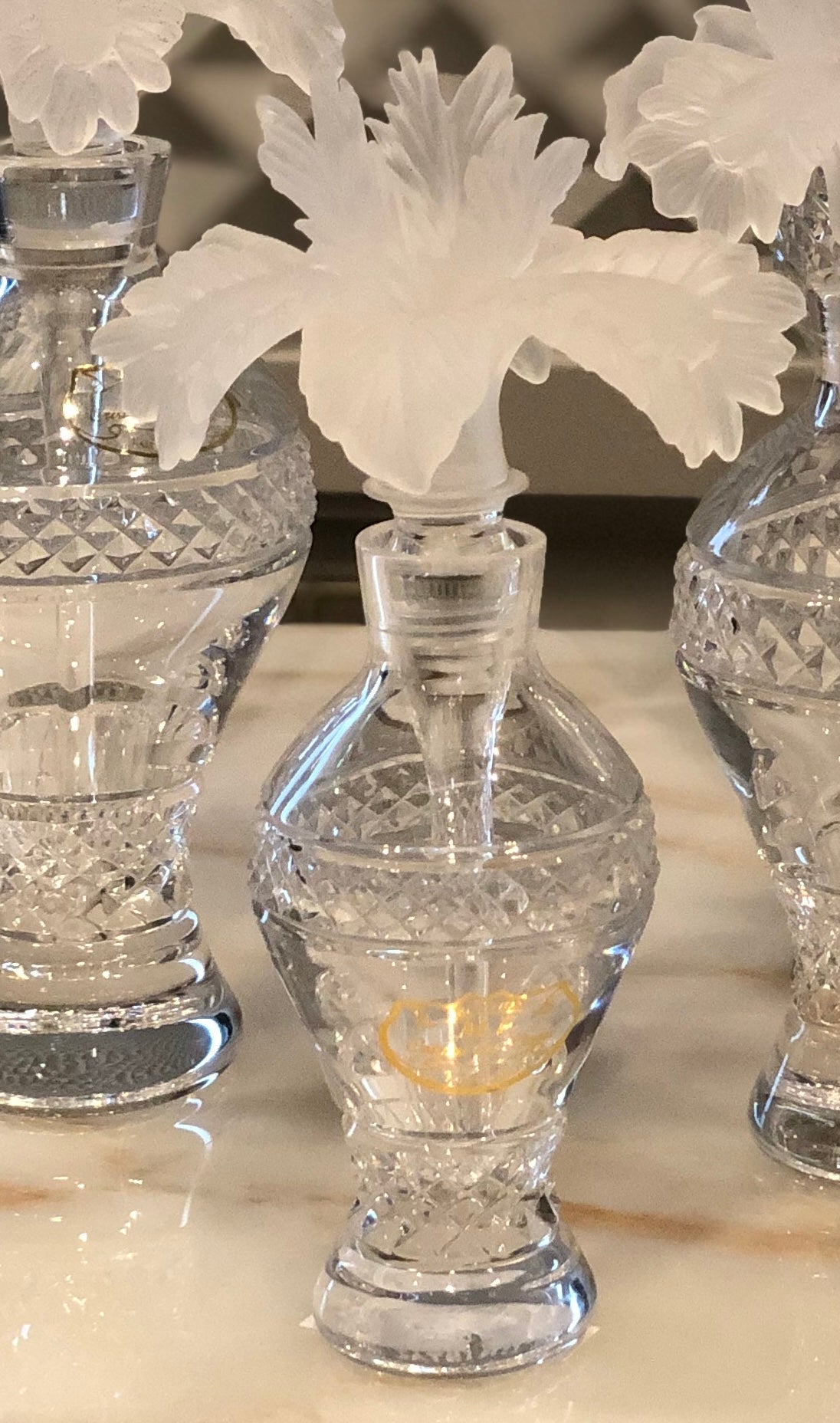 Candy Jar & Perfume Bottles With Frosted Flower