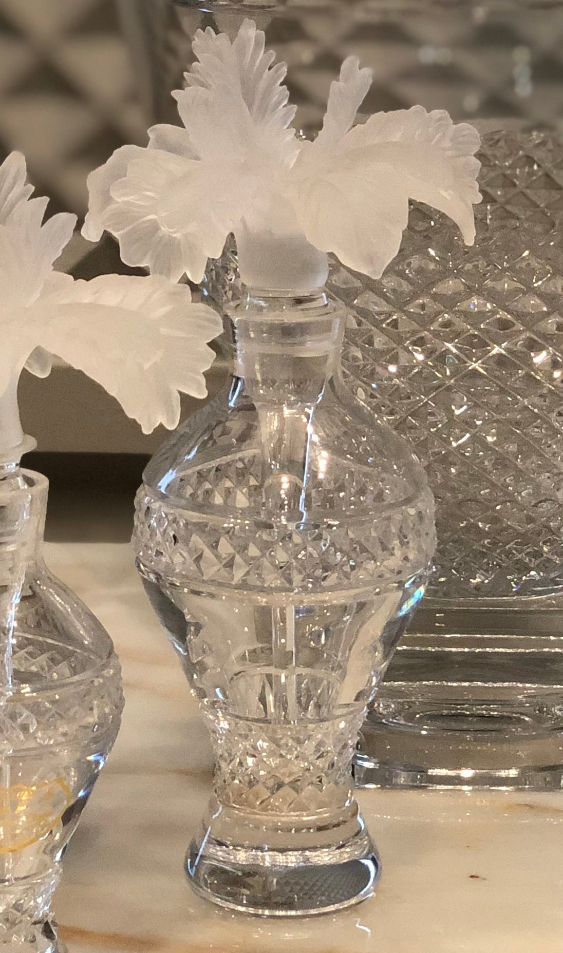 Candy Jar & Perfume Bottles With Frosted Flower