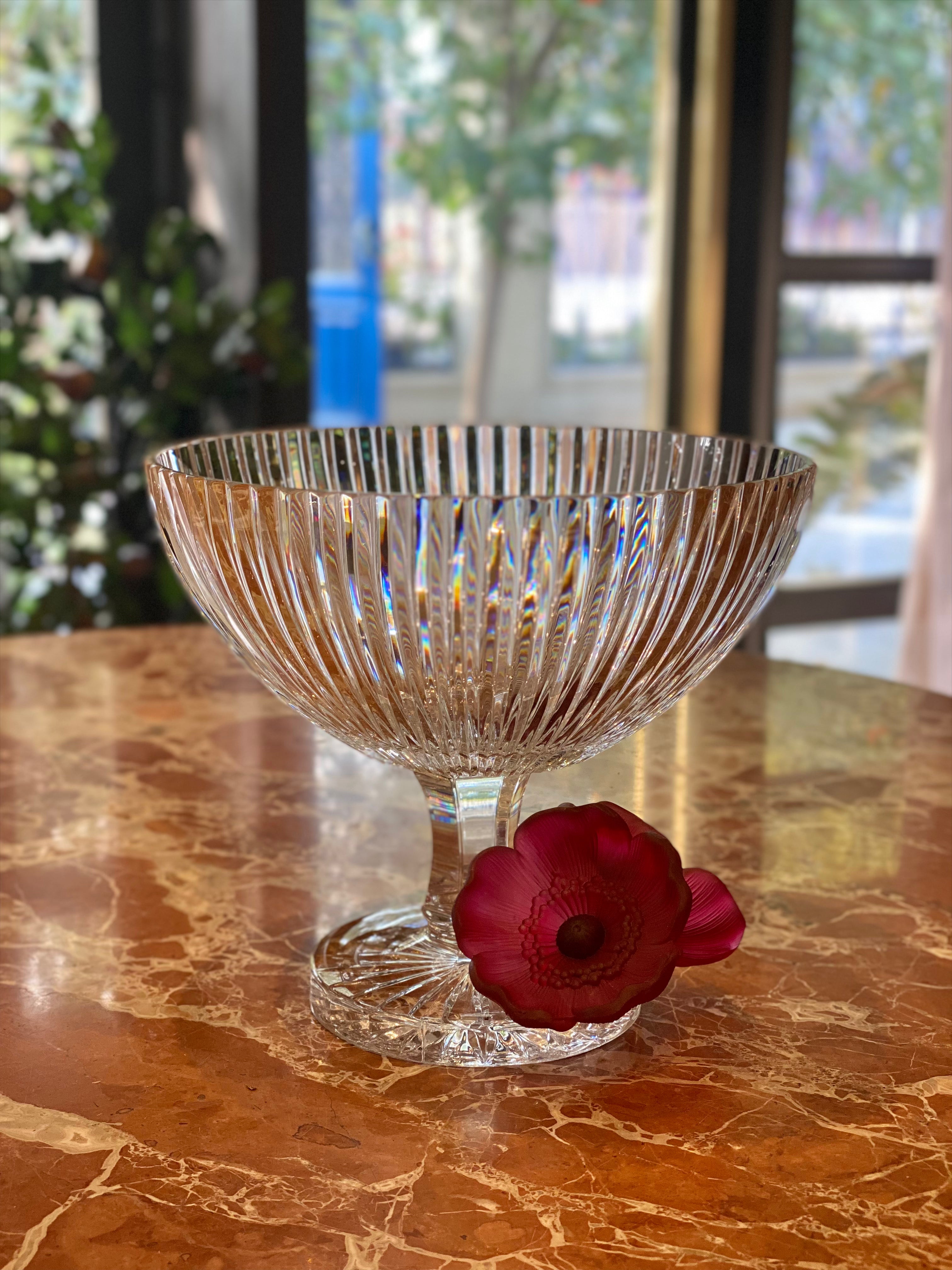 Royal Red Crystal Footed Bowl