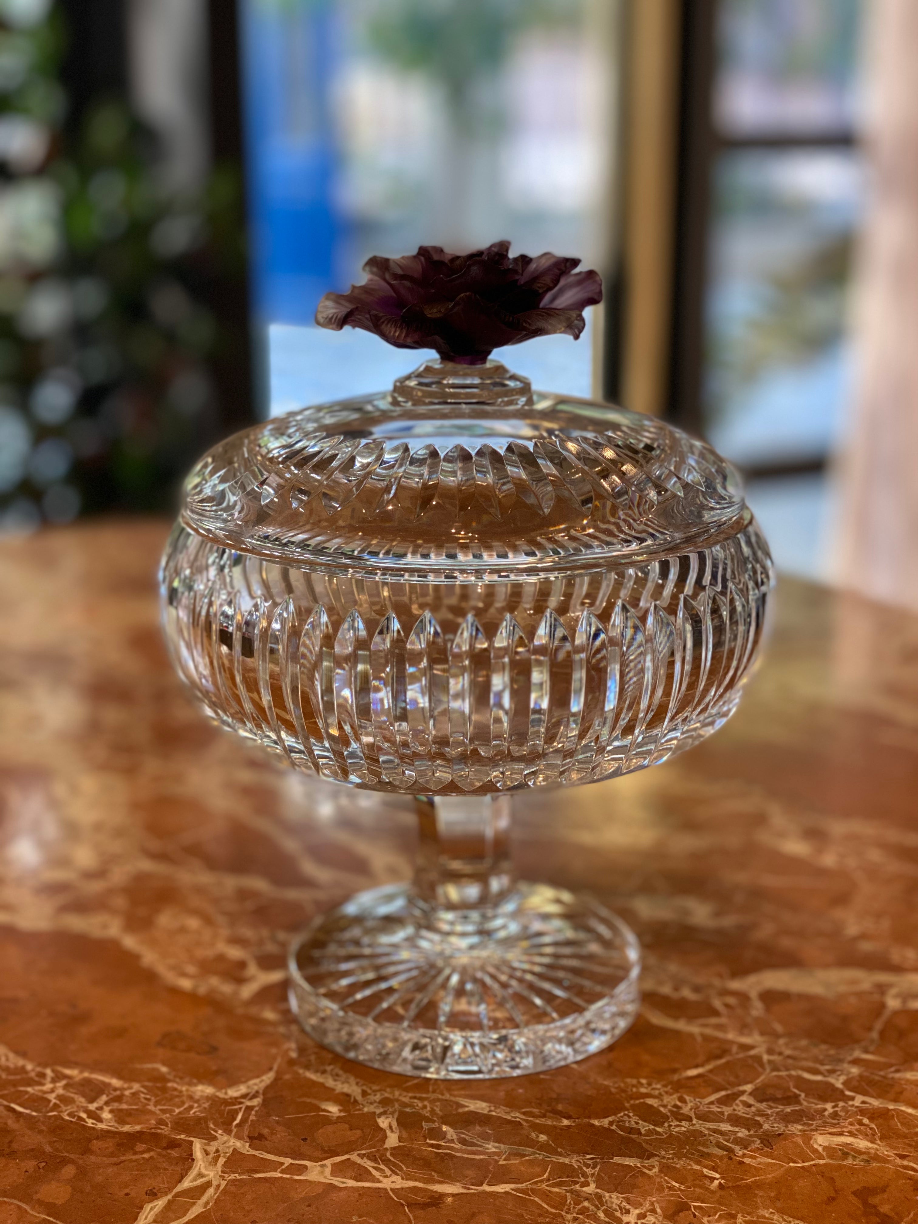 Mauve Crystal Footed Bowl