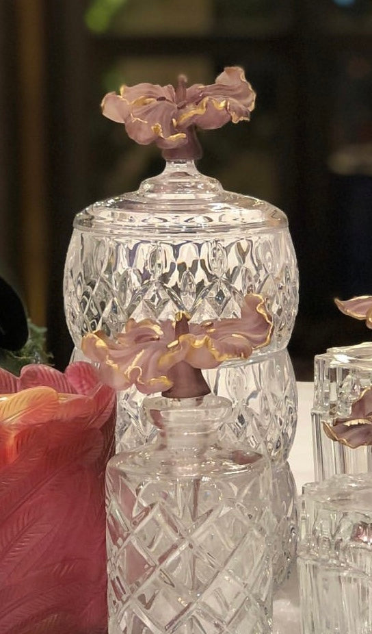 Mauve Fleur Crystals Gift Set with Marble Tray
