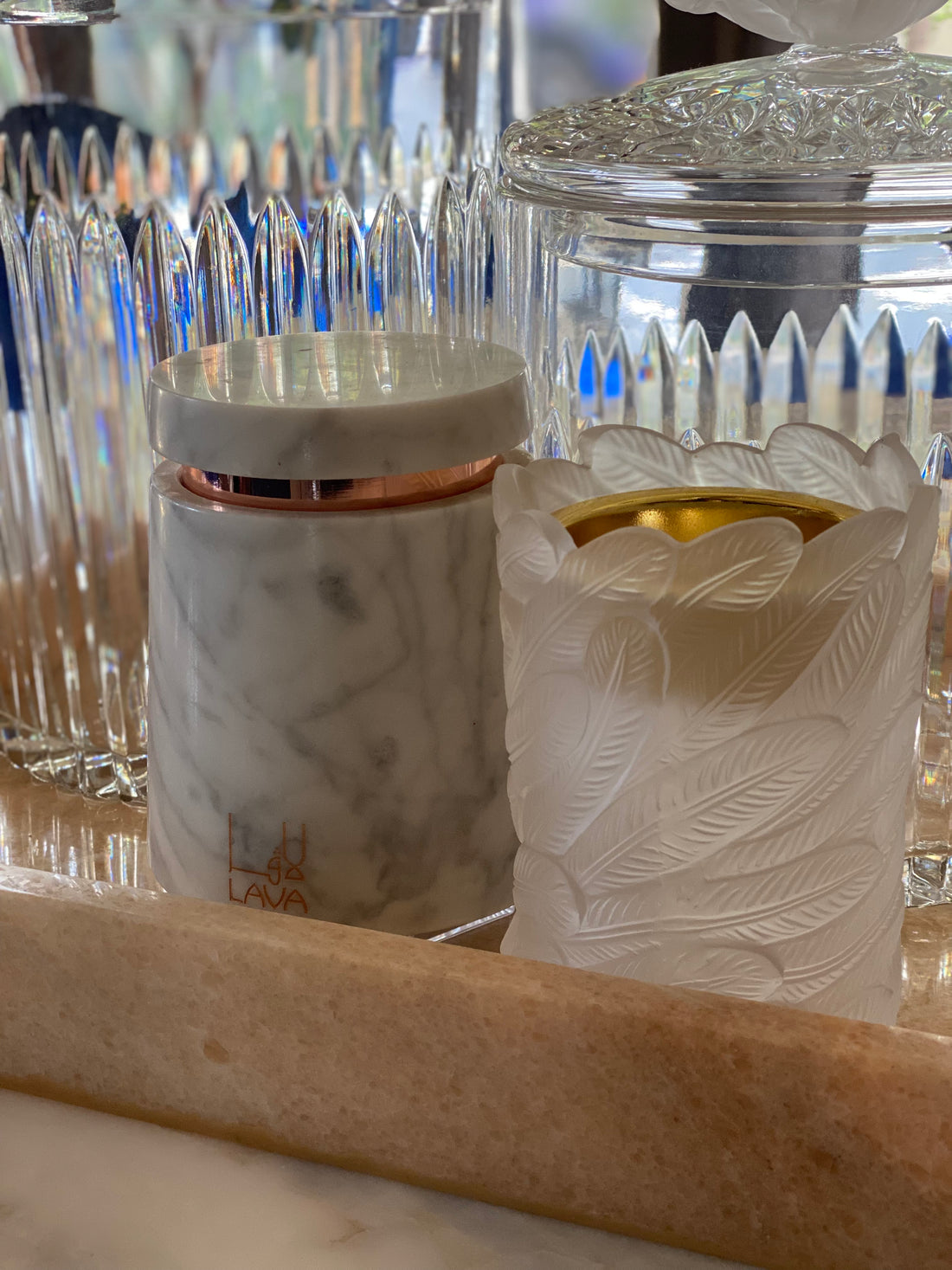 Classique Crystal Gift Set with Italian Marble Tray