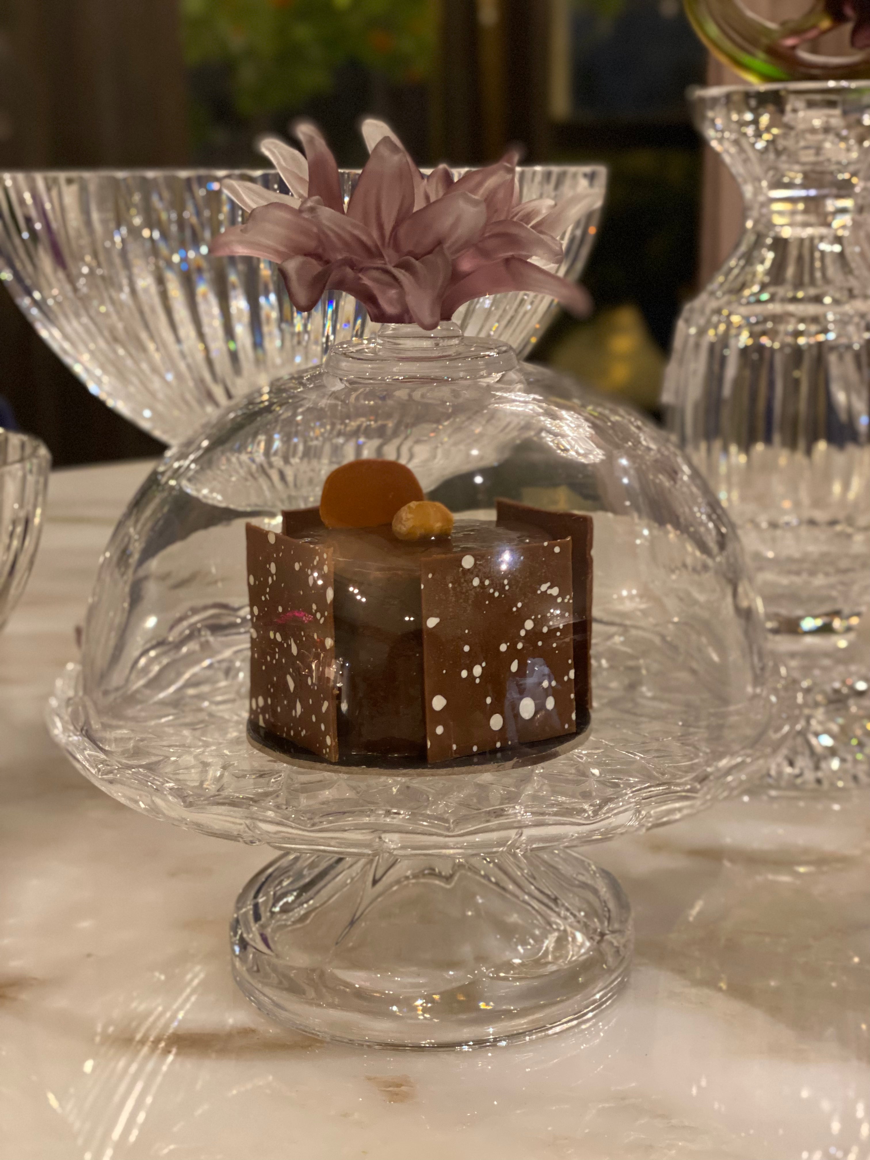 Mauve Fleur Mini Crystal Cake Stand