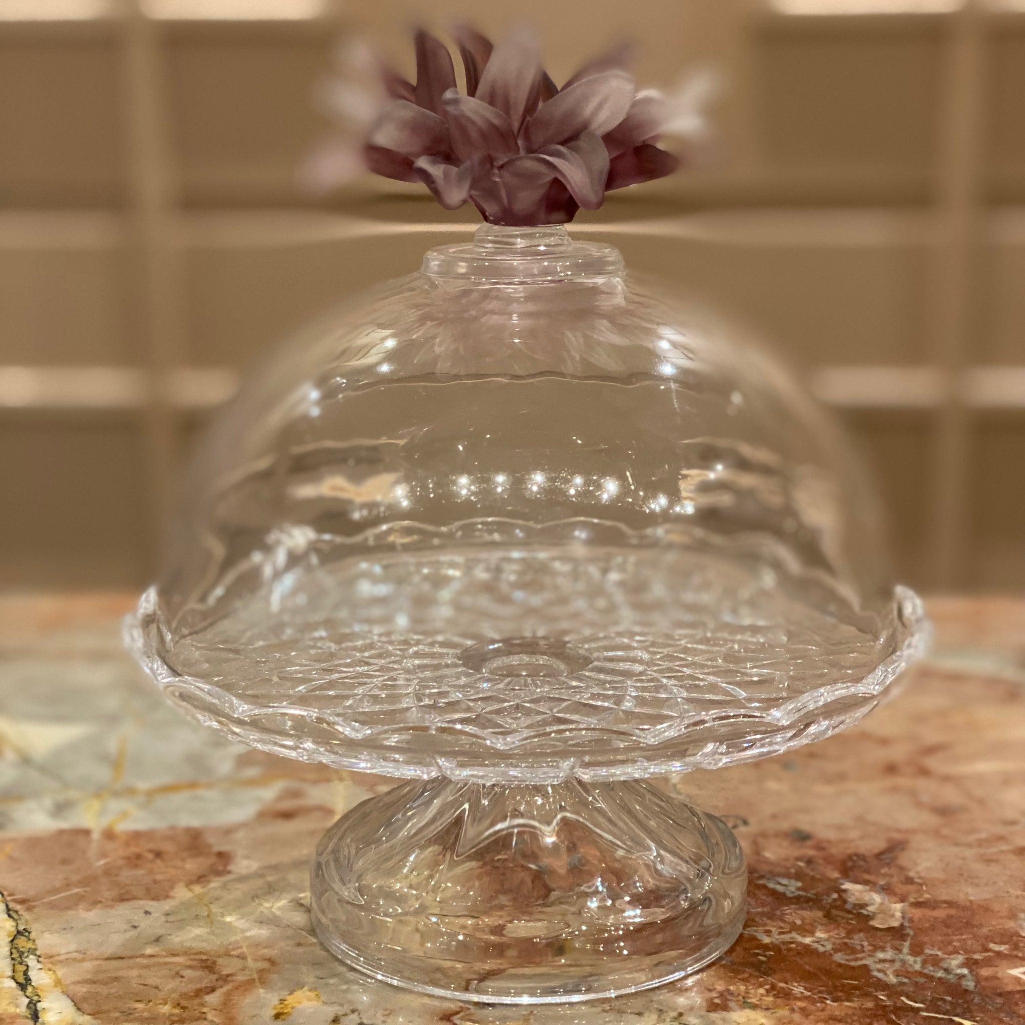 Mauve Fleur Mini Crystal Cake Stand