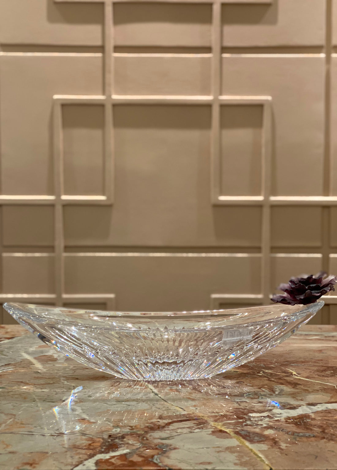 Mauve Fleur Long Crystal Bowl