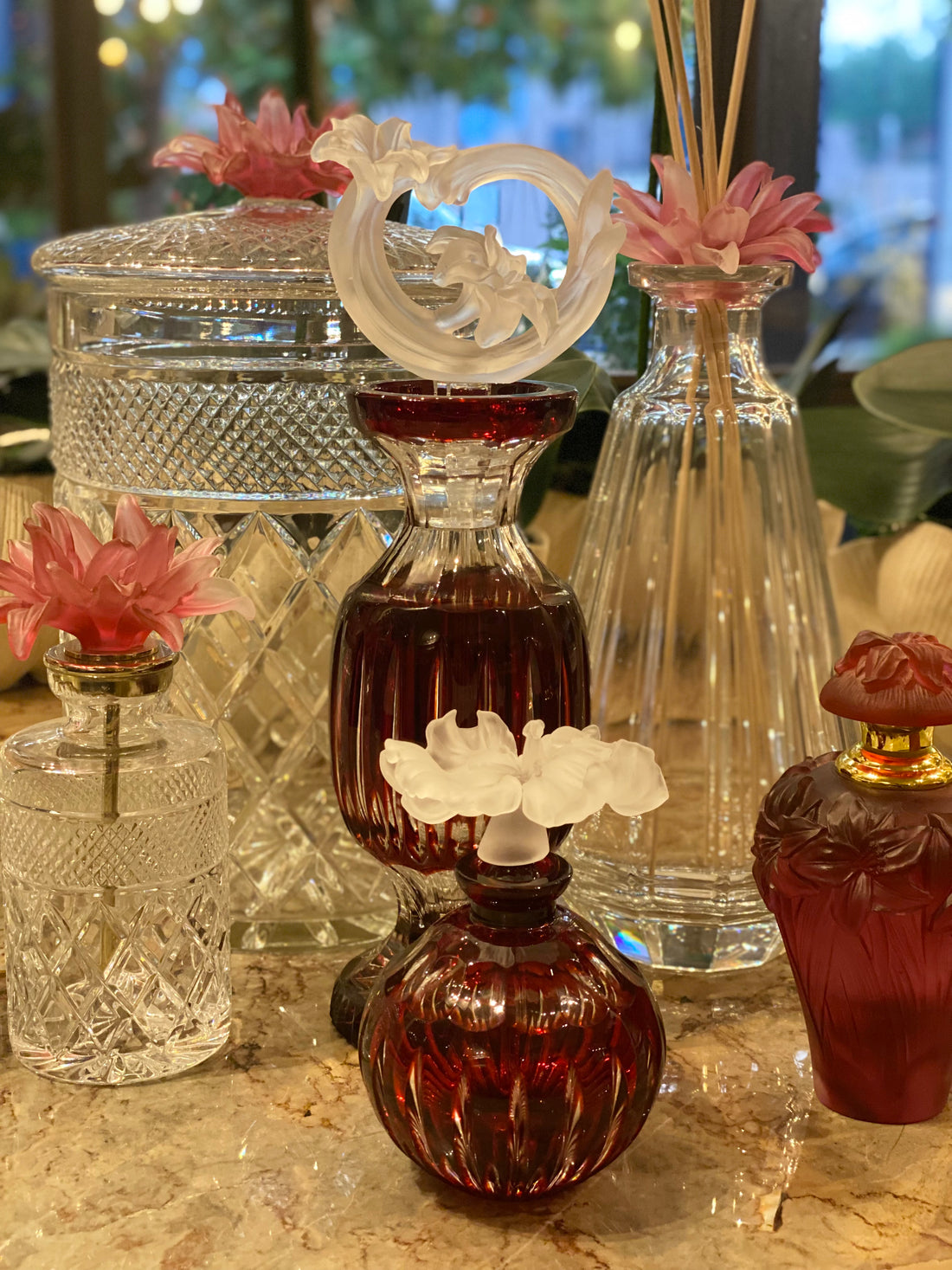 Rouge Crystal Gift Set with Silk Faux Flower Arrangement (Copy)