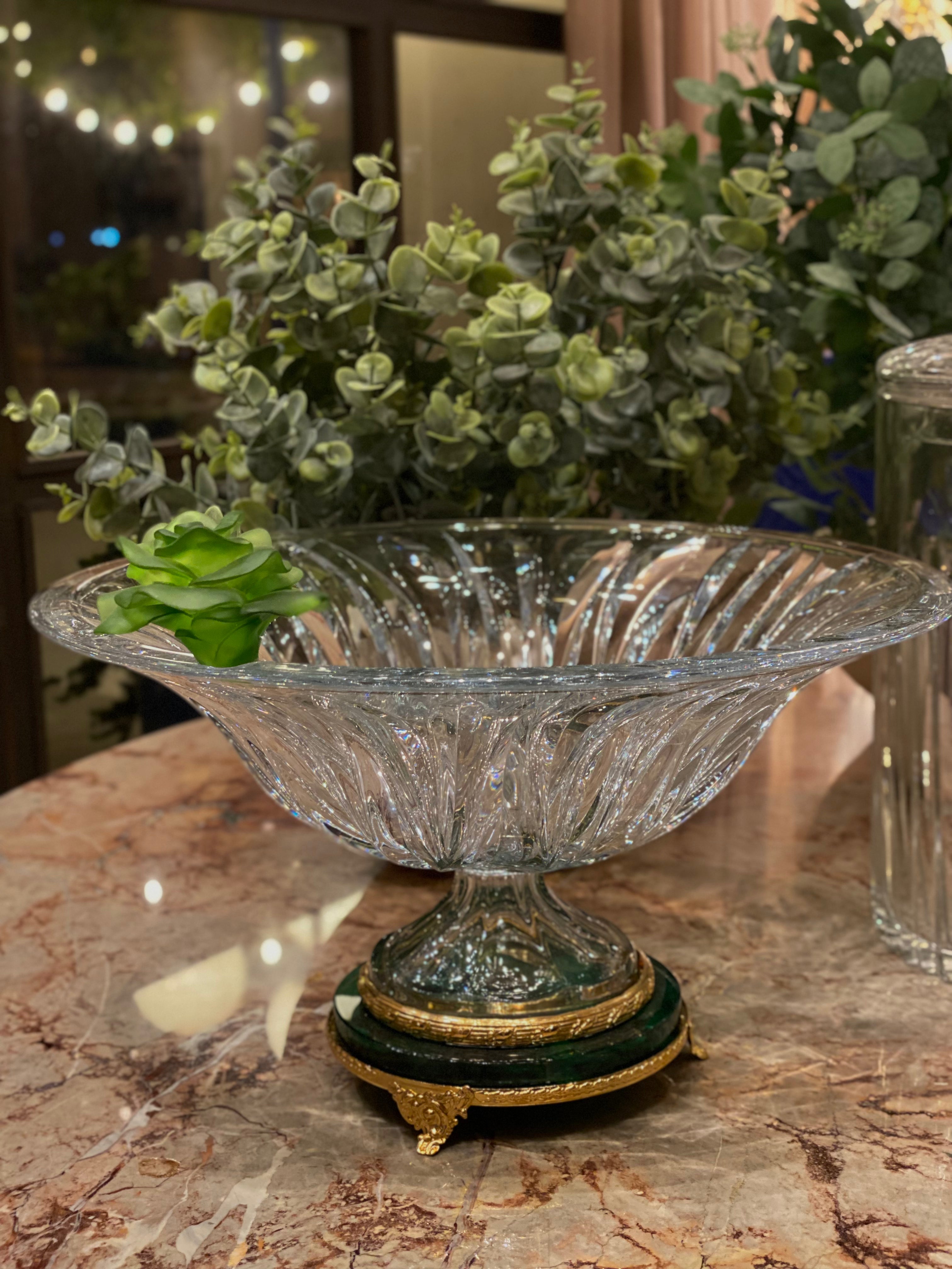Emerald Crystal Gift Set with Silk Flowers