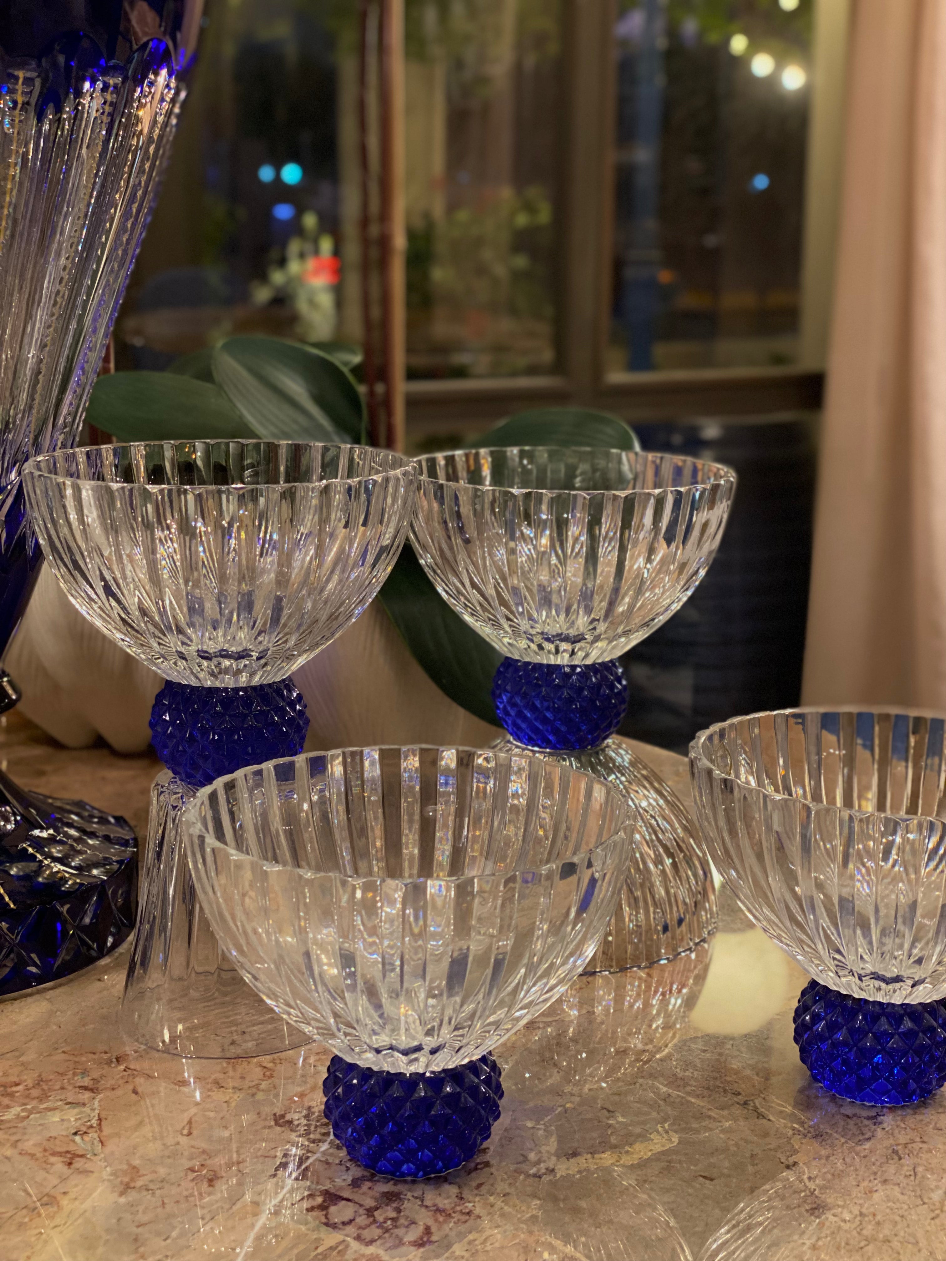 Azur Blu Crystal Gift Set wit Silk Faux Flower Arrangement