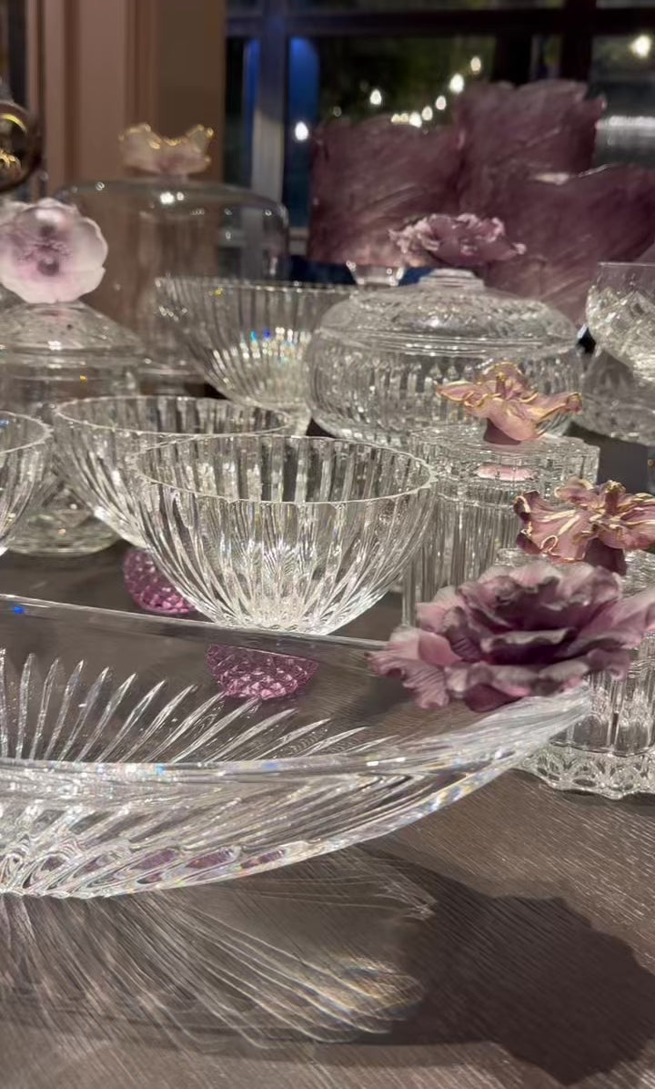 Mauve Crystal Footed Bowl