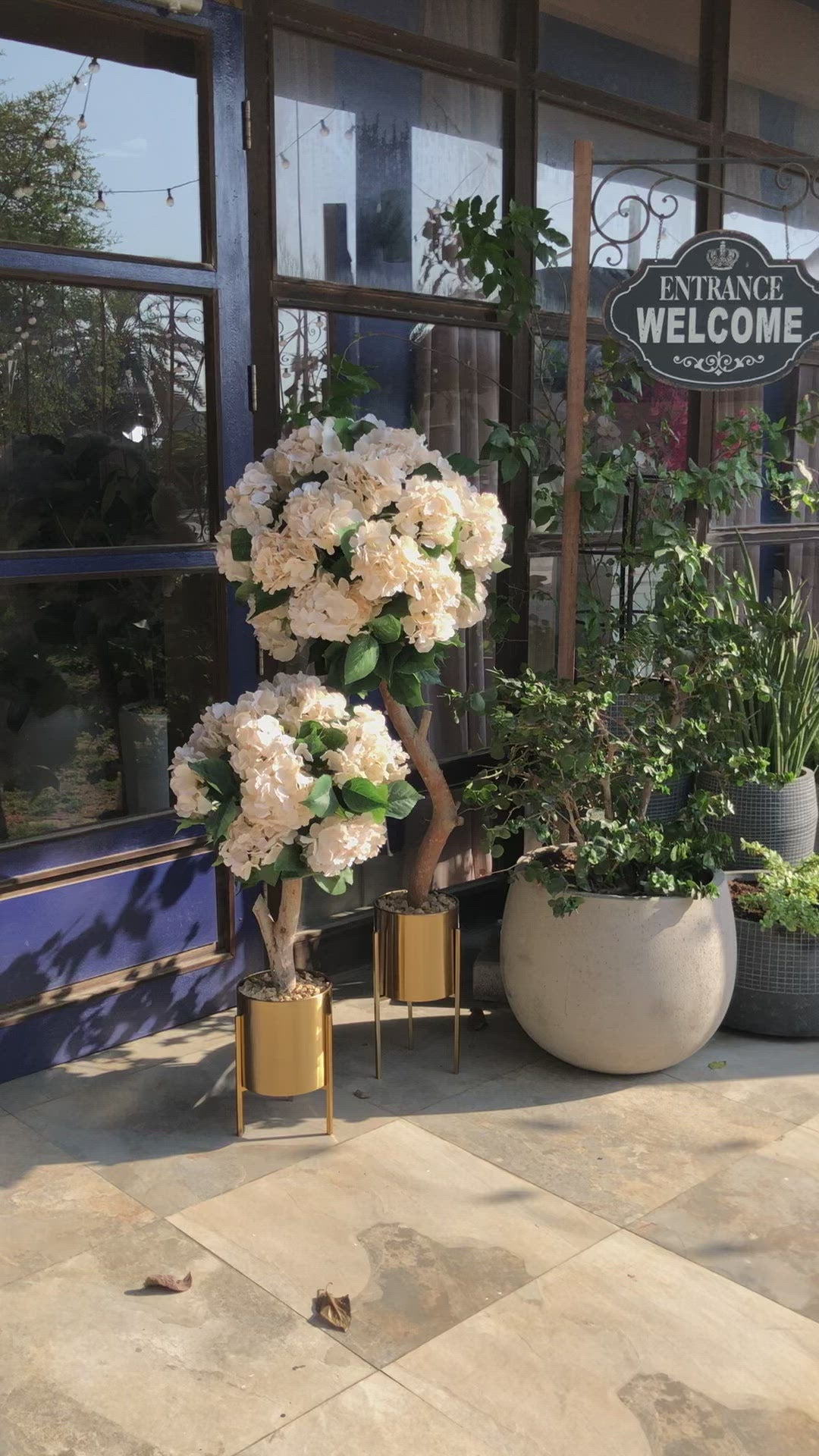Faux Artificial Off White Hydrangea Tree