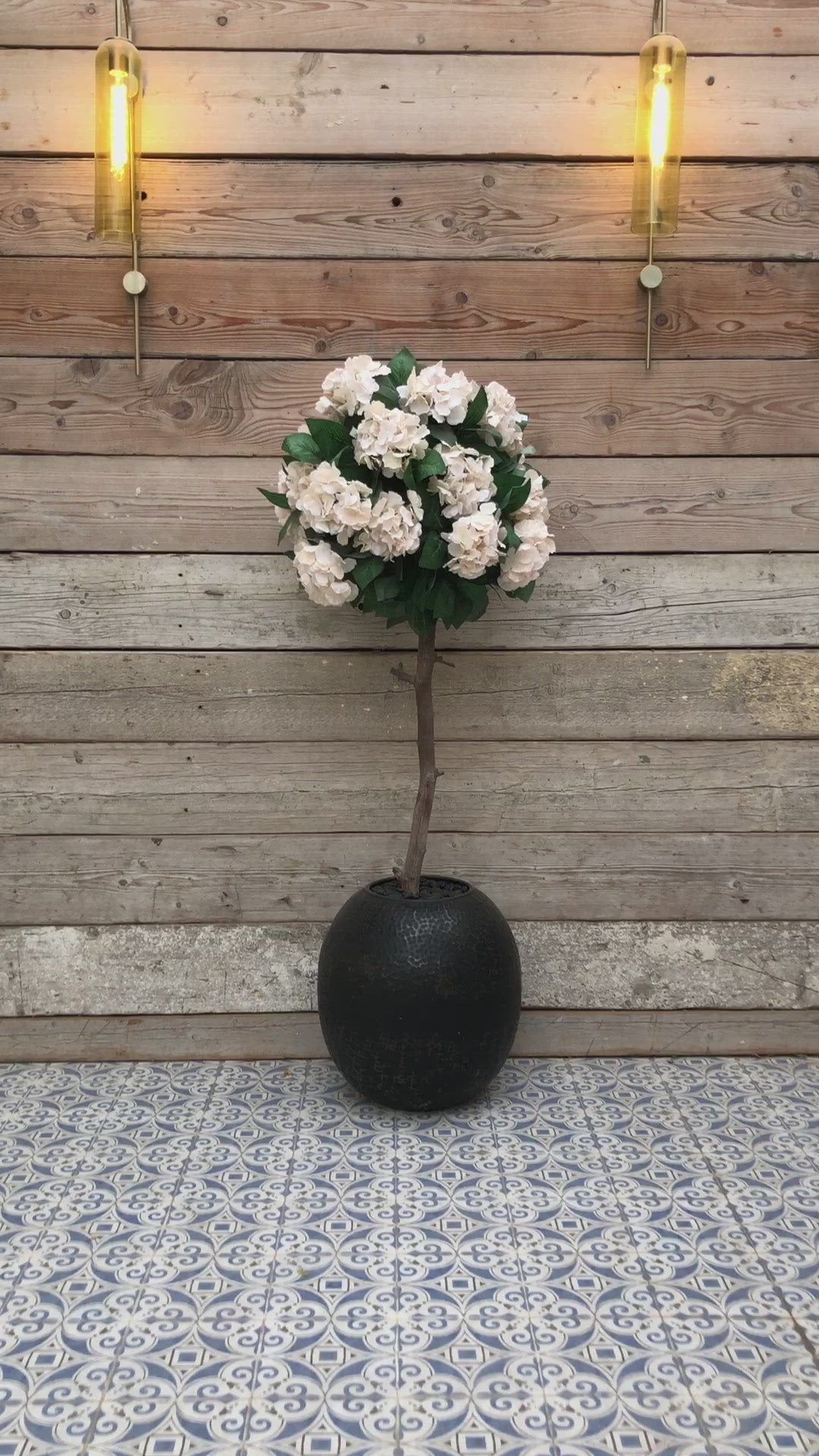 Faux Artificial Off-White Hydrangea Tree