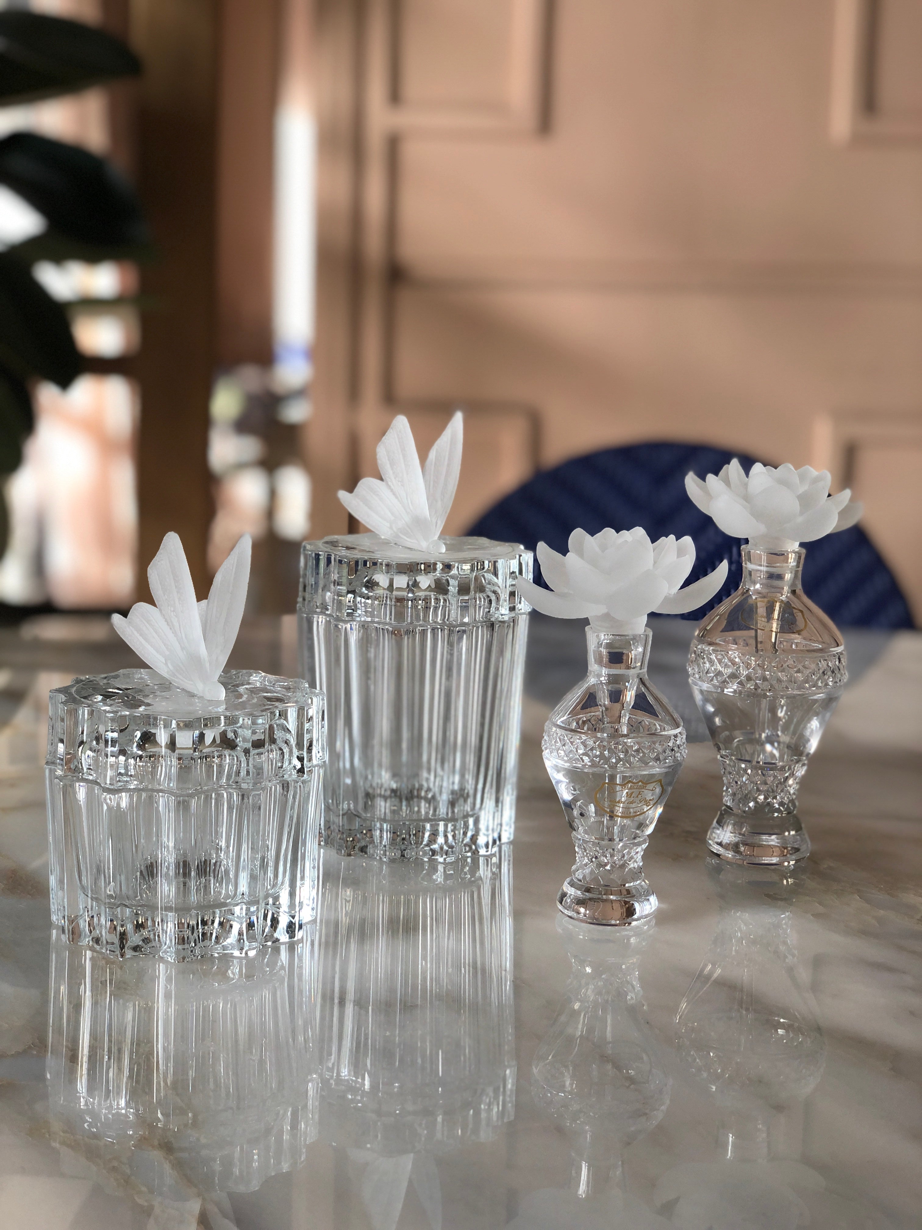 Frosted Fluer Crystal Perfume Bottles