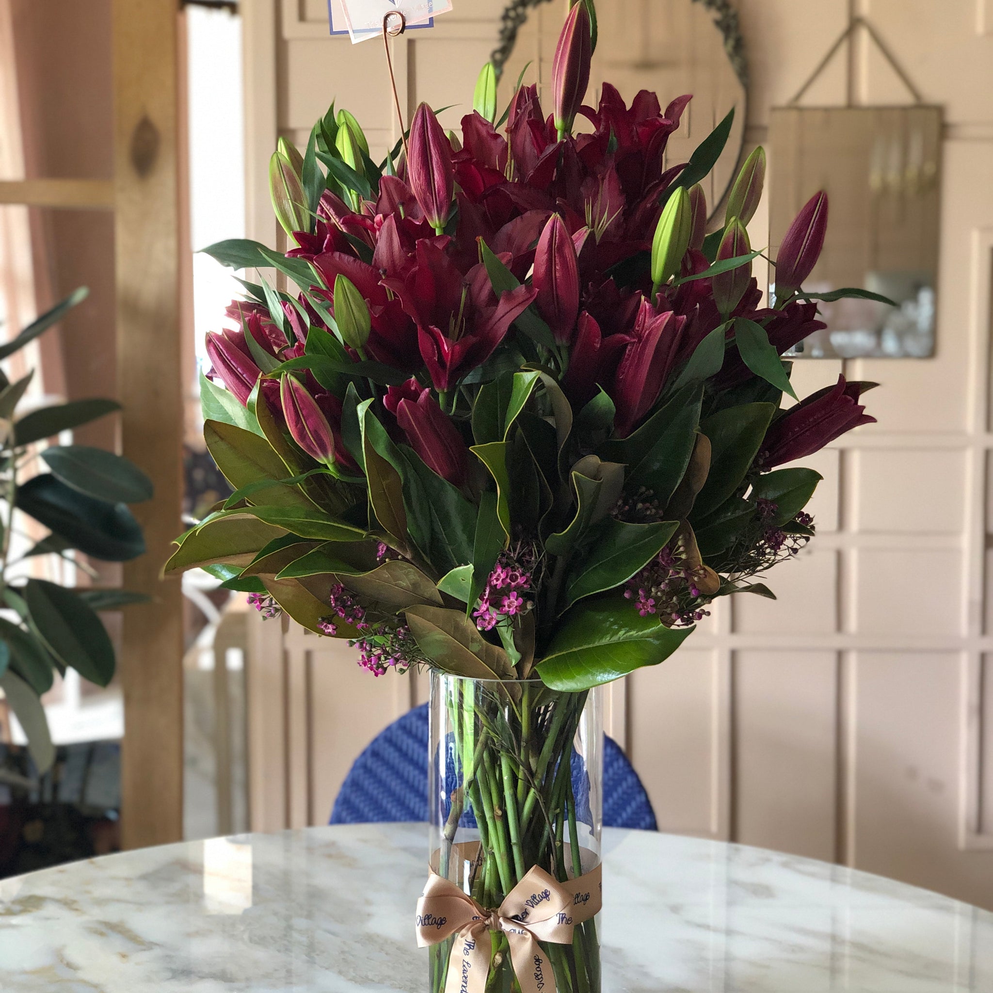 Caroline Lily with Cylinder Vase Flower Arrangement